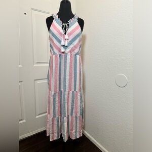 Tommy Bahama Striped Halter Maxi Dress